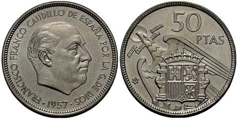 Monedas antiguas de España   50 pesetas de 1957 | Monedas, Billetes ...