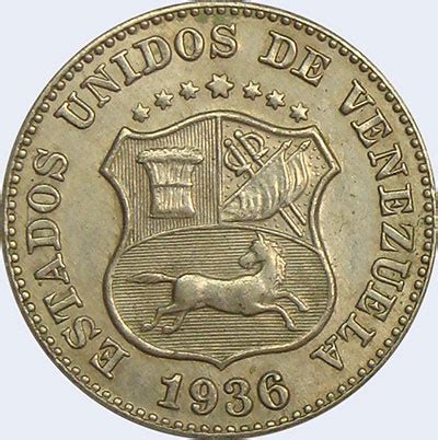 Monedas de Venezuela : 5 Céntimos  Bolívar  : 1936 ...
