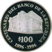 Monedas Uruguay   100 Pesos Uruguayos 1996 Centenario del BROU