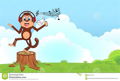 Monkey Dance While Listening To Music With A Headset ...