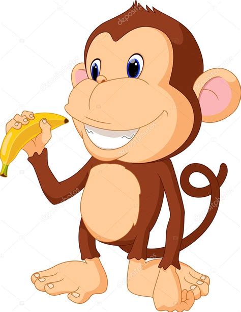 Monkey eat banana cartoon — Stock Vector  irwanjos2 #68631251