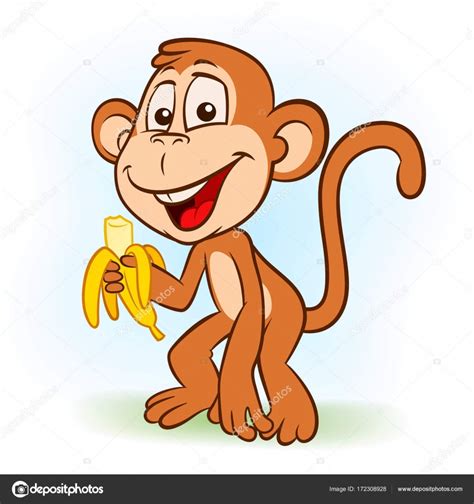 Mono lindo feliz comiendo banana — Archivo Imágenes ...