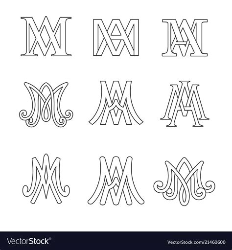 Monogram of ave maria symbols set Royalty Free Vector Image