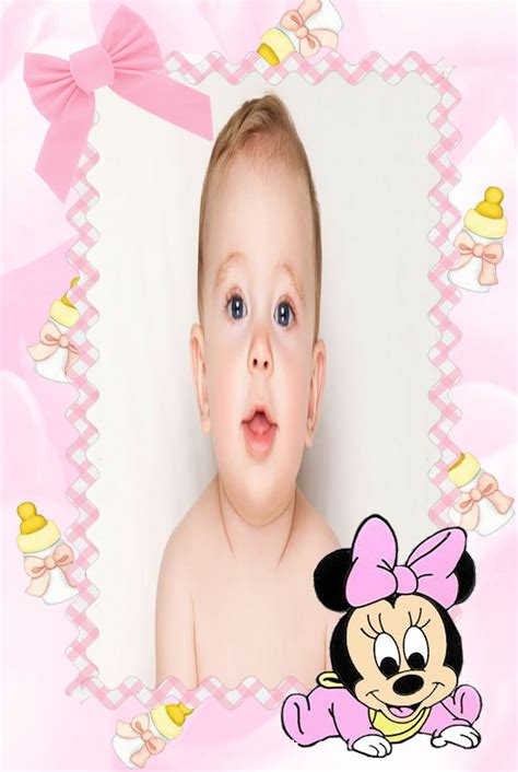 Montagem de Fotos | Bebê | Moldura Rosa com Baby Minnie ...