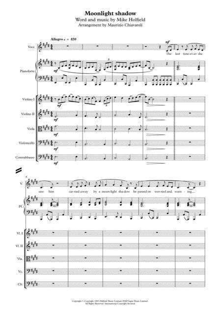 Moonlight Shadow By   Digital Sheet Music For Score,Set Of ...