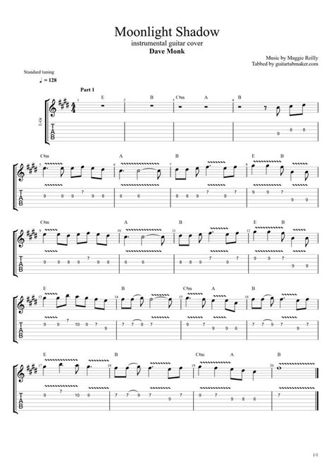 Moonlight Shadow TAB | Guitar sheet music, Guitar tabs ...