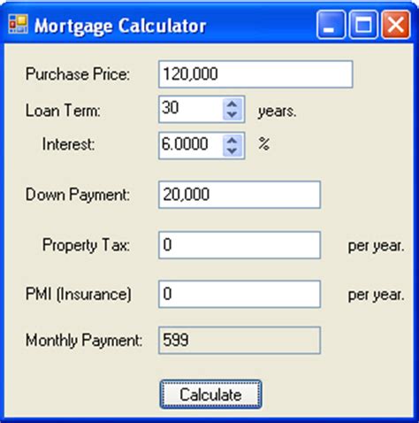 Mortgage Calculator in C# and .NET