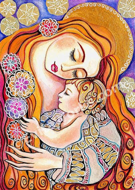 Mother child painting, mothers love, baby room ideas, nursery art ...