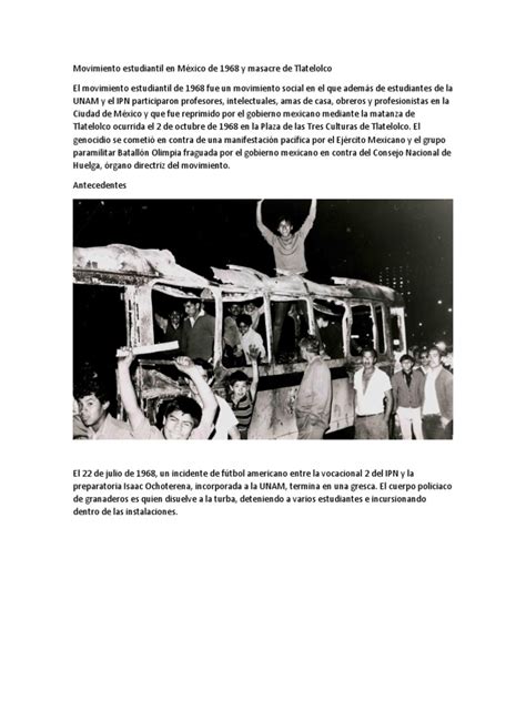 Movimiento Estudiantil en México de 1968 y Masacre de Tlatelolco