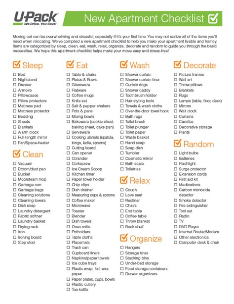 Moving into a new apartment? Download this checklist of ...