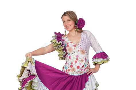 Muchacha Española Vestida En Andaluz Tradicional Del Traje Imagen de ...