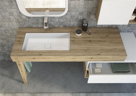 Mueble bajo lavabo simple en HPL con cajones con espejo ...