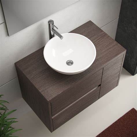 Mueble de baño Aries de 80 en color roble medio con lavabo ...