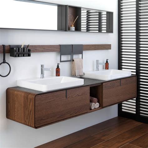 Mueble de lavabo doble / suspendido / de madera / contemporáneo   CICLO ...
