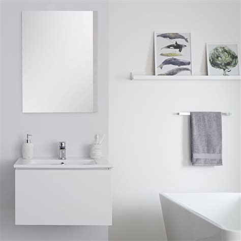 Mueble de Lavabo Mural Moderno de 600mm Color Blanco Opaco ...