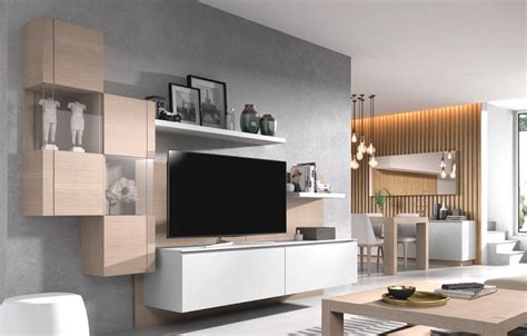 MUEBLE DE SALÓN BLANCO Y MADERA   Stylo Home