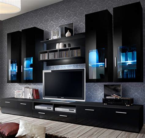 Mueble de salon modelo Acosta color con negro  3 m