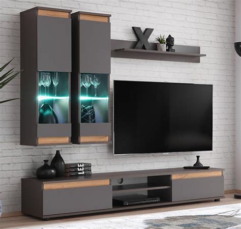 Mueble de salón modelo Briana color gris antracita y roble ...