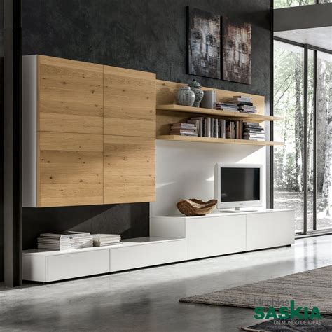 Mueble de salón moderno, blanco madera gs020 | Muebles ...