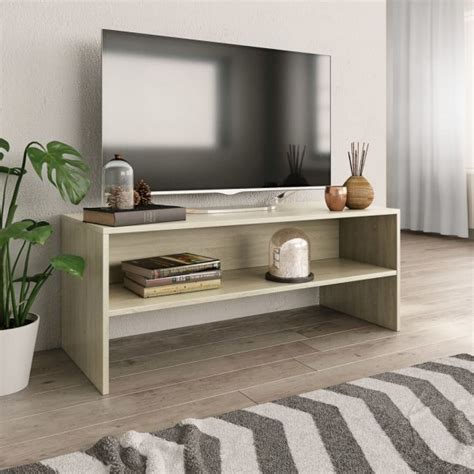 Mueble de TV aglomerado color roble Sonoma 100x40x40 cm ...