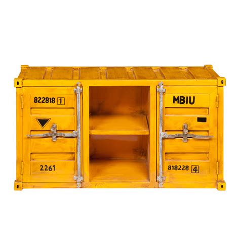 Mueble de TV contenedor amarillo de metal An. 129 cm ...