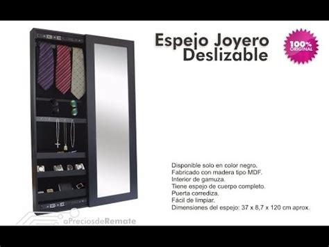 Mueble Espejo Joyero Deslizante organizador de Joyas y ...