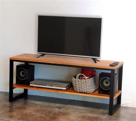 mueble rack para tv en hierro y madera industrial ...