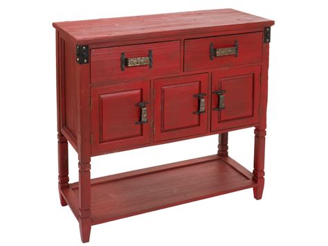 Mueble recibidor rojo estilo vintage de madera con acabado ...
