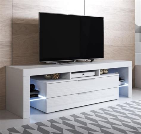 Mueble Tv Modelo Selma  160x53cm  Color Blanco Con Led Rgb ...