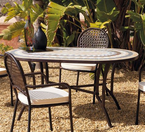 Muebles de jardín de forja con mesa tablero mosaico Online ...