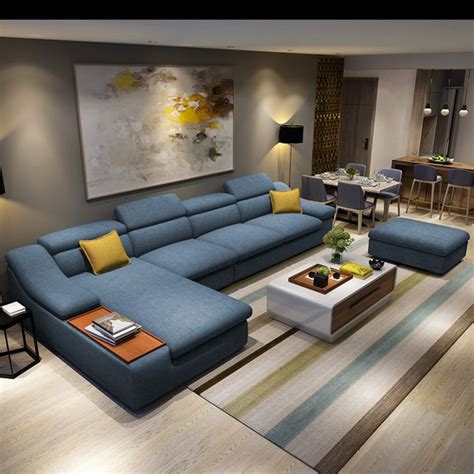 Muebles de sala moderno en forma de L tela corner sofá seccional ...