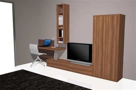 Muebles salón 3D con espacio para el ordenador | Intenem