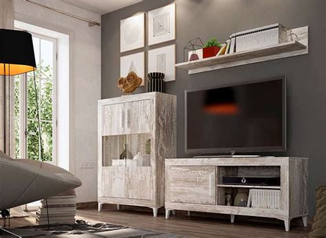 Muebles salón módulo TV, estante colgar y armario estilo ...