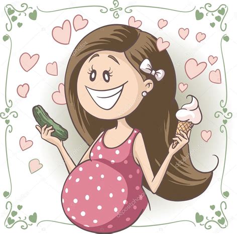 mujer embarazada antojo de helado y pepinillo vector dibujos animados ...