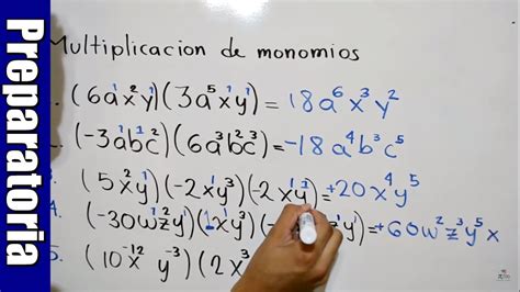 Multiplicación de monomios | 5 ejemplos | HD   YouTube