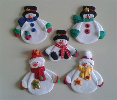 Muñecos de nieve_Imánes para decorar la nevera, elaborados ...