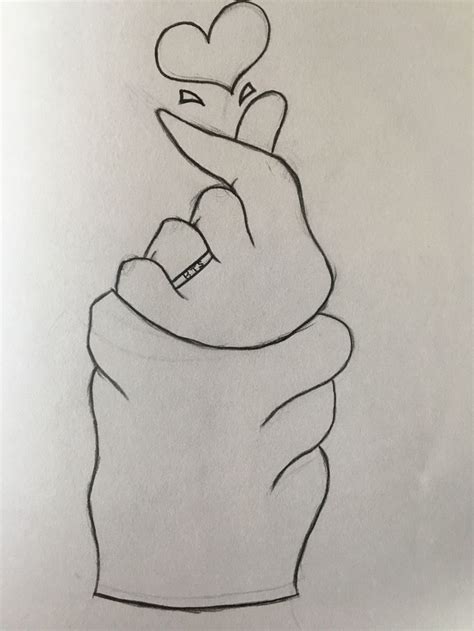 My BTS heart finger drawing ️️ | Sketches, Drawings ...