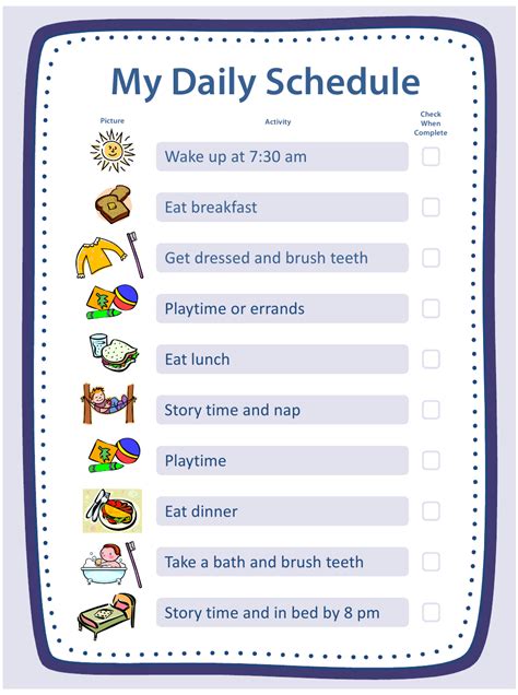 My Daily Schedule for Children Template Download Printable ...