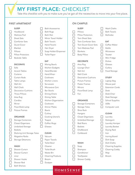 My First Place: Checklist | Apartment checklist, First ...