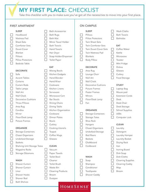 My First Place: Checklist … in 2019 | Apartment checklist ...
