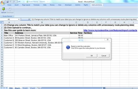 MyRouteOnline Excel Add in   automatic uploading lists ...