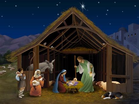 Nacimiento de Jesús en belén   4 Imágenes de Navidad   Banco de ...