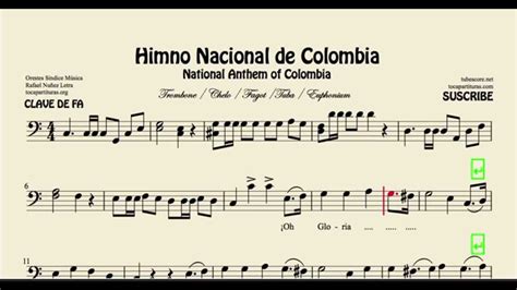 National Anthem of Colombia Sheet Music for Cello Bassoon ...