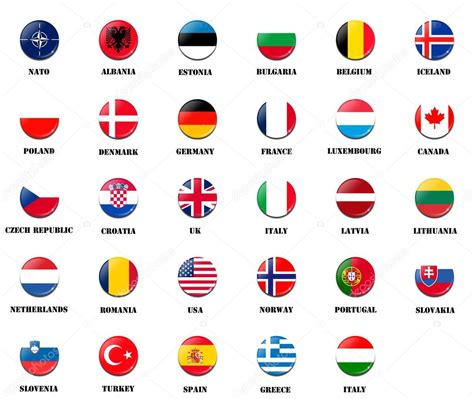 National flags from NATO members — Stock Photo ...