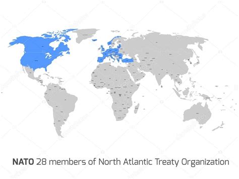 NATO Mitgliedstaaten in Vektor Weltkarte — Stockvektor ...