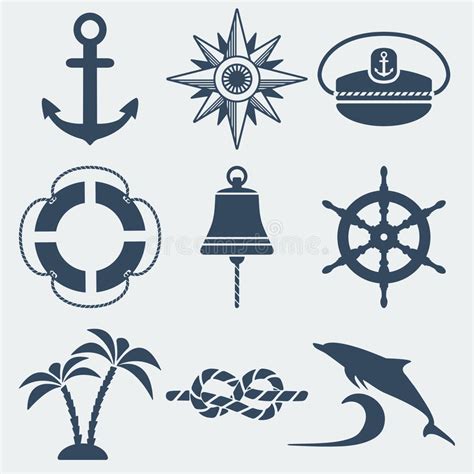 Nautical marine icons set stock vector. Illustration of ...