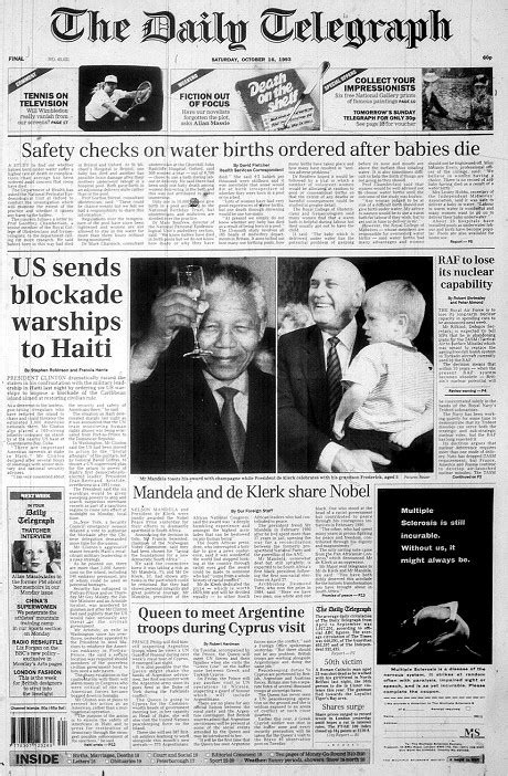 Nelson Mandela: How The Telegraph s front pages covered ...
