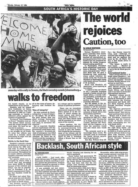 Nelson Mandela s Release from Prison, 11 February 1990 ...