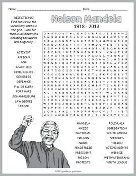 Nelson Mandela Word Search Puzzle | Nelson mandela for ...