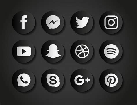Nero icone social media | Scaricare vettori gratis